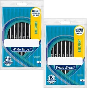 20 Paper Mate Write Bros Ballpoint Stick Pens - Smooth Black Ink - Picture 1 of 1
