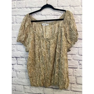 St. John's Bay Damen 3X Bluse Top Beige Paisley Print Transparent Bohemian - Bild 1 von 7