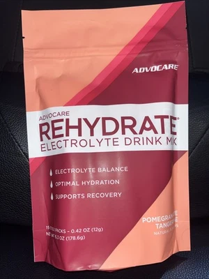 Advocare REHYDRATE Electrolito Hidratación Bebida Mezcla 15 Stix Granada Mandarina Foto 1 de 2