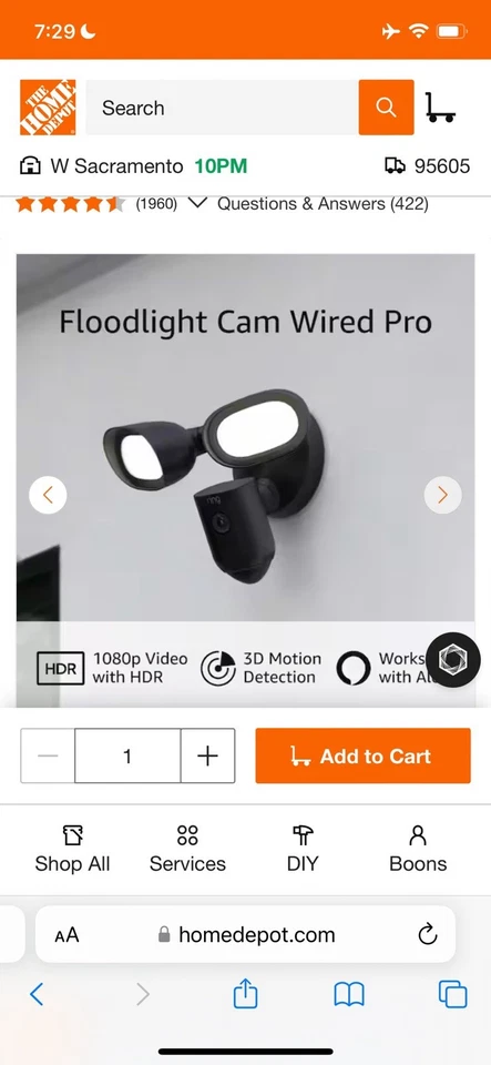 Ring Floodlight Cam Wired PRO Outdoor Motion Detection Camera Black New - Image 1 of 1
