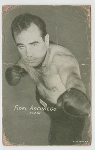 BOXING Vintage FIDEL ARCINIEGO JOSE OCHEA Spain Boxer Arcade Exhibit Card B&W - Picture 1 of 2