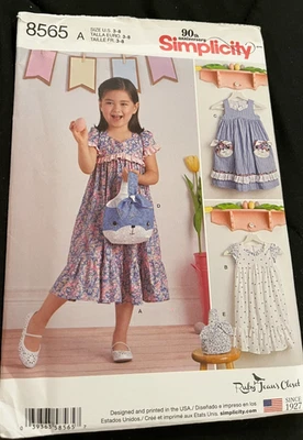 2018 Simplicity Ruby Jean Pattern 8565 Child's Dresses & Purses Sz 3-8 Uncut - Image 1 of 4