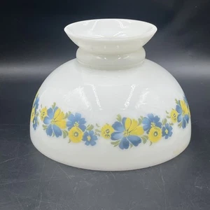 Paralume lampada vetro latte floreale giallo blu fiori 9 attacco 5/8" - Foto 1 di 8