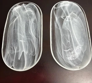 2er Set Künstlerische Akzente Weiß Wirbel Oval Glas Tabletts Kunstglas Truthahn 10,75" - Bild 1 von 14