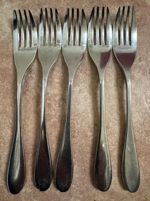 Knork ORIGINAL Matte Stainless Thick Handle Satin Flatware 5 Dinner Forks 7 3/4” - Image 1 of 4