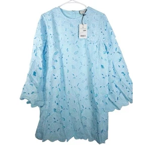 New Tuckernuck Aqua Lace Camilla Floral Dress Women’s Large Cotton Summer 1424-B - Picture 1 of 15