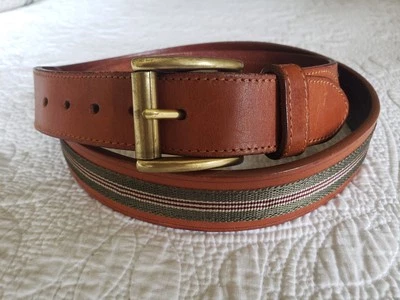 Cinturón COACH Vintage Raro Para Hombre Unisex Talla 42 Hecho en Italia Cuero Marrón Grosgrain Foto 1 de 4