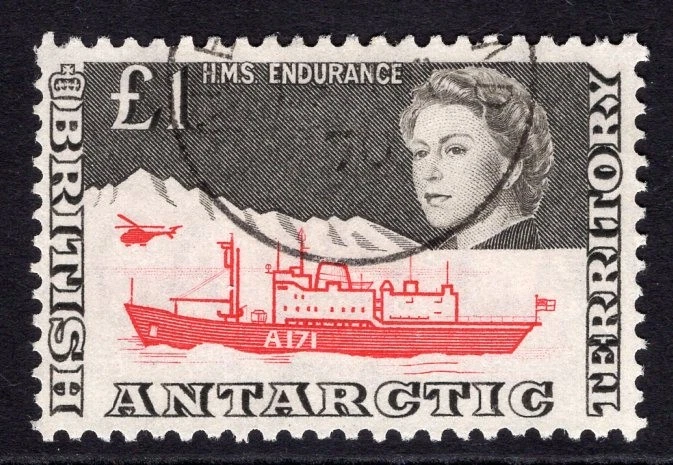 ANTÁRTICO BRITÁNICO 1963-69 £1 ROJO Y MARRÓN-NEGRO CDS MUY FINOS USADOS. SG 15a. Foto 1 de 1