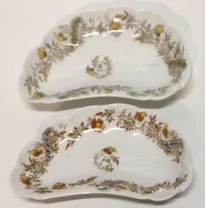 Vintage, Haviland & Co. Limoges, Floral Trimmed Crescent Bone Plates (2) VGC - Picture 1 of 9