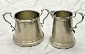 Americana Pewter Creamer & Sugar Bowl Early American Colonial Traditional - Picture 1 of 11