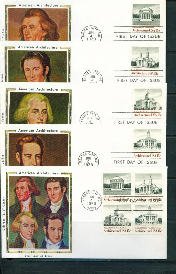 1979 FDC Set of 5 - Scott# 1779-82 - Architecture - Colorano Cachet  UA - Image 1 of 1