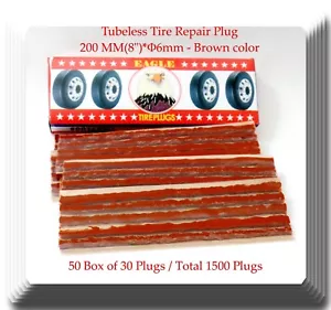 50 Boxes of 30 Trucks Seal Tire Repair Plugs Self VulCanIzing Tubeless 8" x 1/4" - Picture 1 of 1