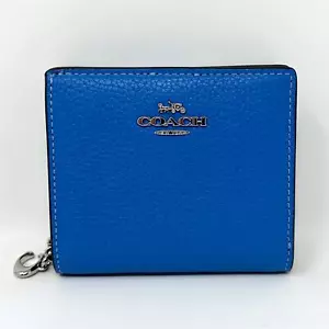 Cartera Coach Snap en Cuero Azul Corredor C2862 Nueva Con Etiquetas - Imagen 1 de 8