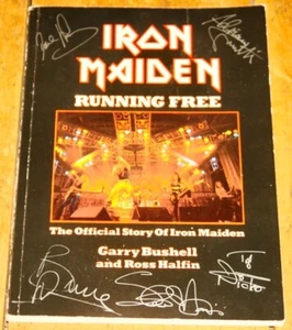 IRON MAIDEN RUNNING FREE GARRY BUSHELL 1ST ED 1984 FULLY SIGNED UACC RACC DEALER - Picture 1 of 8