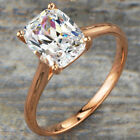 2Ct Cushion Diamond VVS1 Solitaire Wedding Engagement Ring 14k Rose Gold Finish