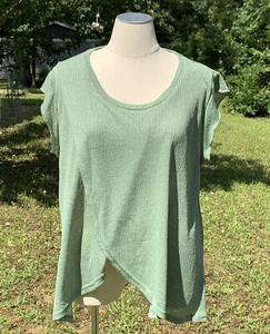 NWT Suzanne Betro Weekend Blouse Women’s Plus 3X Cross Front Green *minor Flaw - Picture 1 of 8