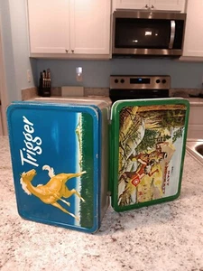 1955 Davy Crockett / Trigger * ERROR * Lunch Box - No Thermos Vintage Lunchbox - Picture 1 of 7