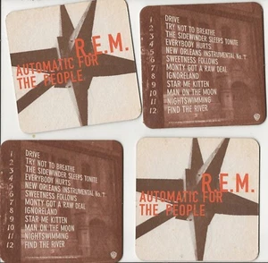 4 R.E.M. Automatic For People Coaster Promo Promotional Everybody Hurts Rare - Picture 1 of 2