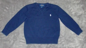 Polo Ralph Lauren Boys Size 4 Blue V Neck Pullover Sweater - Picture 1 of 5