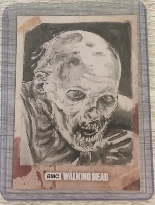 WALKING DEAD SEASON 8 WALKER SKETCH CARD BY ACCLAIMED ARTIST NEIL CAMERA 1/1 L - Image 1 of 2
