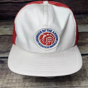 De colección Boy Scout Orden de la Flecha Sombrero Gorra Malla Roja Blanca Hecho en EE. UU. - Imagen 1 de 8