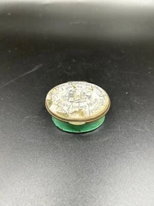 ANTIQUE 18TH CEN BRITISH BATTERSEA ENAMEL PATCH SNUFF TRINKET BOX LOVE PLEDGES - Picture 1 of 7