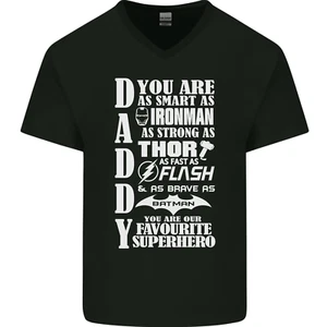 Daddy's Favourite Superheld Vatertag Herren V-Ausschnitt Baumwolle T-Shirt - Bild 1 von 37