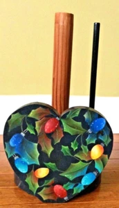 Porta asciugamani in legno a forma di cuore vintage anni 90 fatto a mano firmato Edwards - Foto 1 di 11