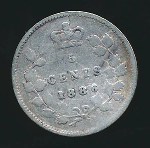Canada 1886 5 CENTS .0346 ounces of SILVER! - Picture 1 of 2
