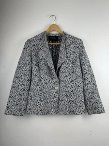 Tweed-Blazer Damen Größe 10 Lafayette 148 asymmetrisches Revers Sakko blau weiß - Bild 1 von 5
