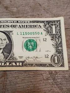 $1 One Dollar Bill Trinary Serial Number L 11500550 A 2013 Trinomial - Picture 1 of 3