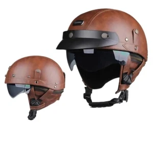 Retro Casco de Motocicleta Moto Casco Hombres Mujeres Medio Casco Lente Casco Capacetas - Imagen 1 de 21