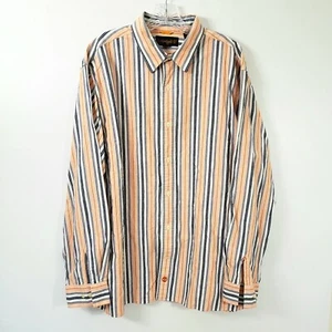 Timberland Men Size XL Orange White Blue Striped Button Down Long Sleeve Shirt - Picture 1 of 17