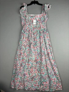 J. Crew Square Neck Midi Dress Women’s 8 Floral Ruffle Arm Sundress Prairie 4176 - Picture 1 of 16
