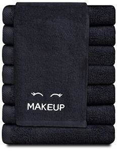 12-Pack Black Makeup Towels | Luxury Soft Cotton Face Washcloths | Bleach...