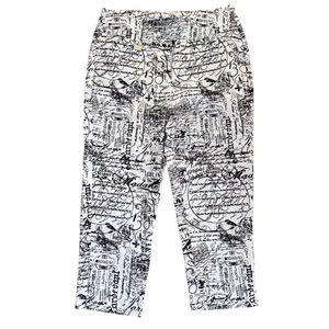 Pantalones de ropa cómodos coloridos Lilian B para mujer talla 12 blancos negros estampado París - Imagen 1 de 6