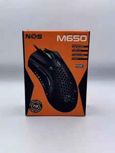 NOS Ultralight RGB Gaming Mouse M650 - 7200 DPI Optical - 72g - BOXED Black - Picture 1 of 2