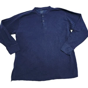 Camicia uomo LL Bean due strati River Drivers Henley taglia XL misto lana blu LS - Foto 1 di 4
