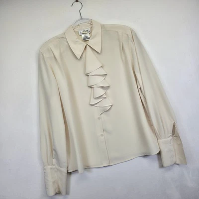 Rena Rowan Saville Blouse Womens 6 Cream Formal Office Elegant Old Money Vintage - Image 1 of 4