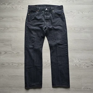 Levis 501 Black Denim Jeans Straight Leg Button Fly 34x30 100% Cotton Y2K VTG - Picture 1 of 12