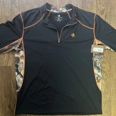 Legendary Whitetails Endurance 1/4 Zip Pullover Mens XL Black Camo Hunting Shirt - Image 1 of 4
