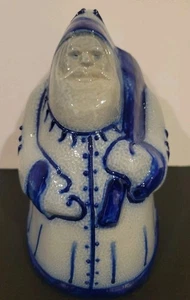 Eldreth Pottery Fat Santa Claus & Sack Cobalt Blue Stoneware Salt Glaze 7" 2009 - Picture 1 of 11