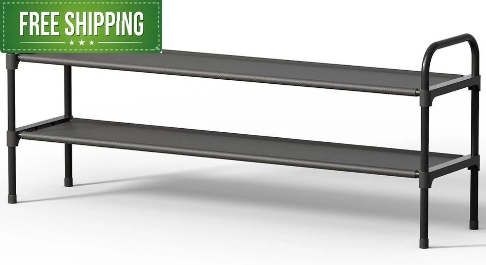 Kitsure удлиненный стеллаж для обуви для шкафа, ширина 39,0 дюйма - 2 уровня, черный  - Изображение 1 из 1
