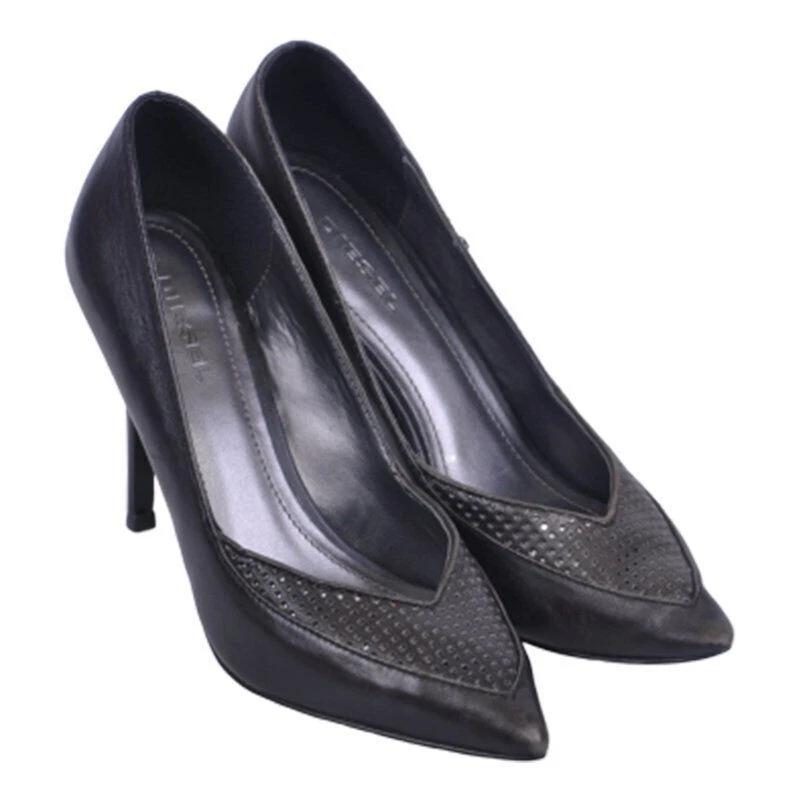 DIESEL OFF BEAT HEELS D YVAS Womens High Heel Leather Slip On Pump Shoes RRP£170 - Image 1 of 4