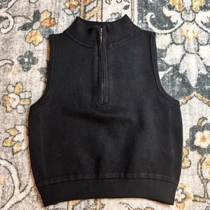 Wild Fable Black Sleeveless 1/2 Zip Mock Neck Sweater Vest XXS NWT - Picture 1 of 7