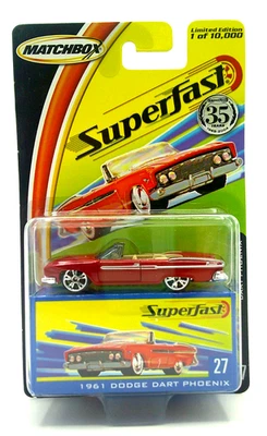MatchBox SUPERFAST 35yrs '61 DODGE DART PHOENIX#27 RED Limited Edition 1/ 10,000 - Image 1 of 3