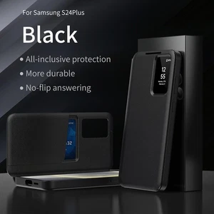 For Samsung S25 S24/S23/S22 Leather Smart Cover Card Case Slot Window Phone Skin - Picture 1 of 34