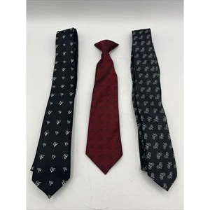 Youth Tie Black Red Bicycle Print Clip On Necktie Dress Up Lot Of 3 - Picture 1 of 7