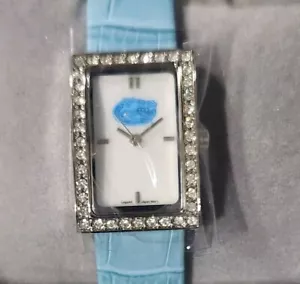 University Florida Gator Ladies 22mm Gemstone Watch Silver Blue Leather Band NWT - Picture 1 of 8