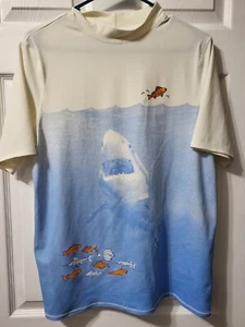 Boys Lands' End White Blue Shark Fish XL 18H - 20H Shirt Top - Picture 1 of 11